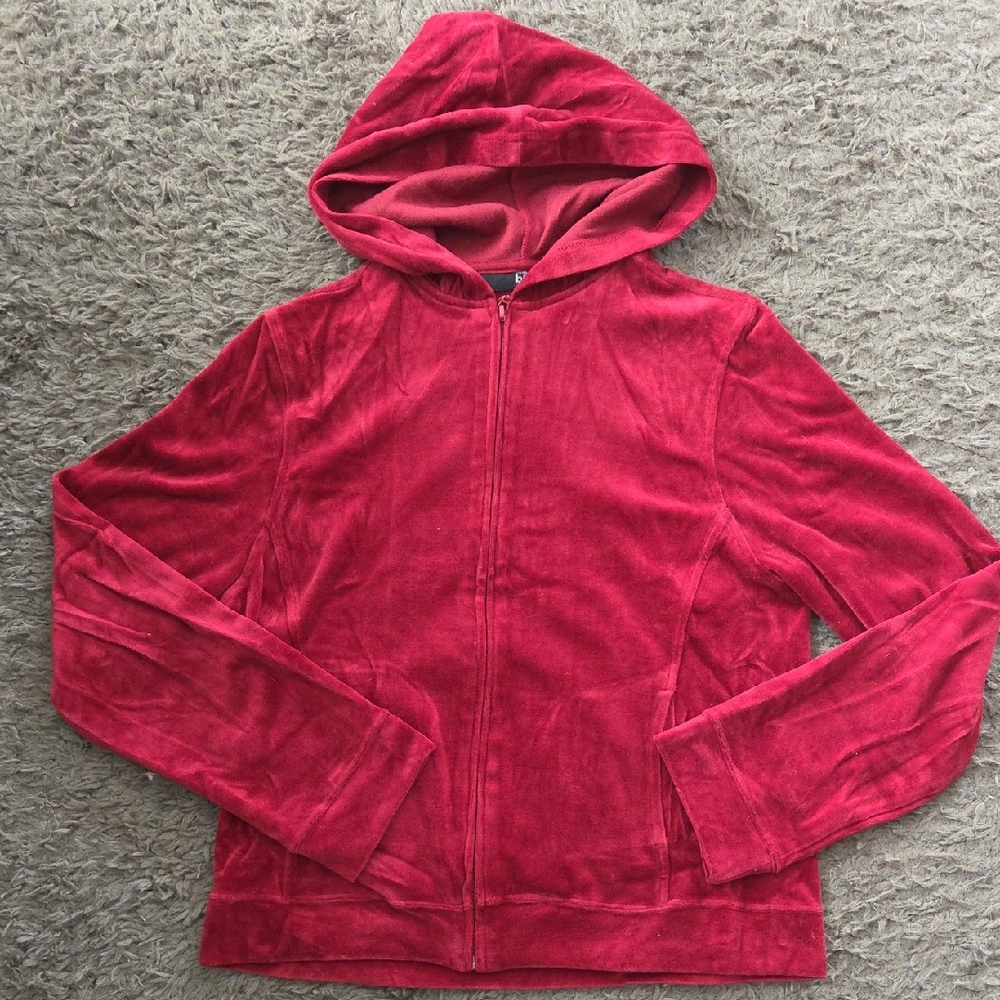 EUC Powder Blu Sz L Burgundy Velour Hoodie
